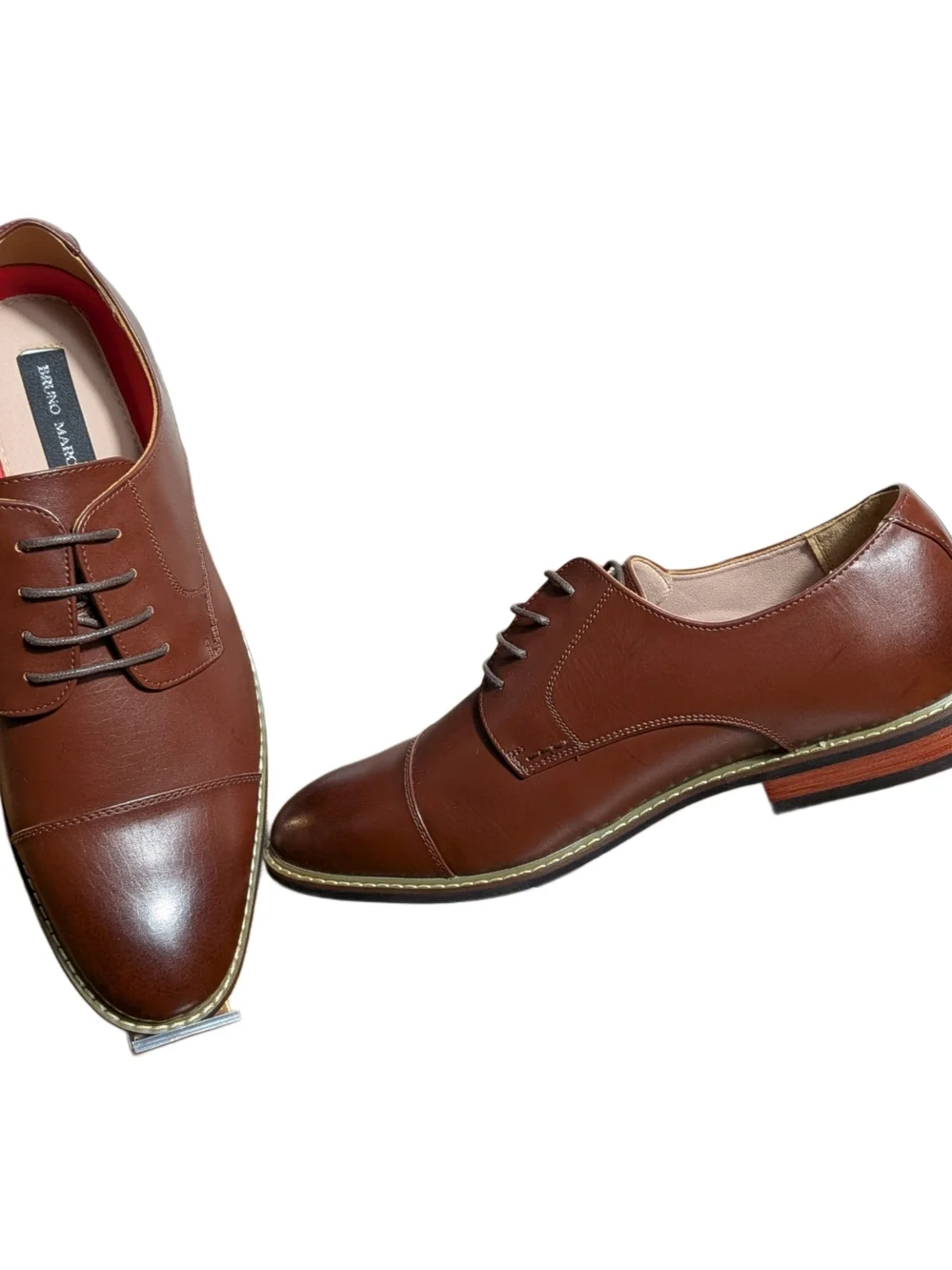 Bruno Marc PRINCEWIDE-6 Mens Dress Shoes Size 14W Brown Cap Toe Oxford Wide